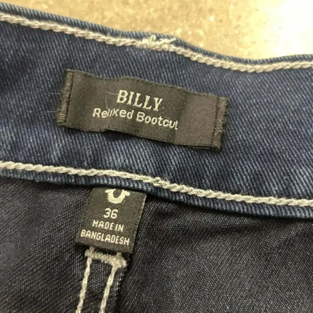 True Religion Billy Relaxed Bootcut Jeans 36x31 Dark Blue Denim